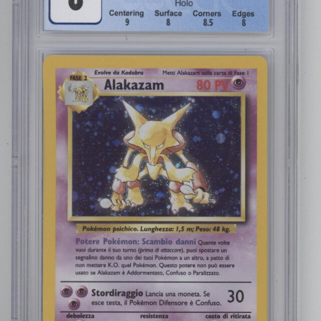 Alakazam Pokemon Base Set Holo Italian #1 CGC 8