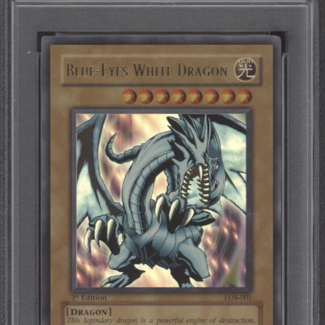 Blue-Eyes White Dragon Yu-Gi-Oh! Glossy LOB 1st Edition #001 PSA 9