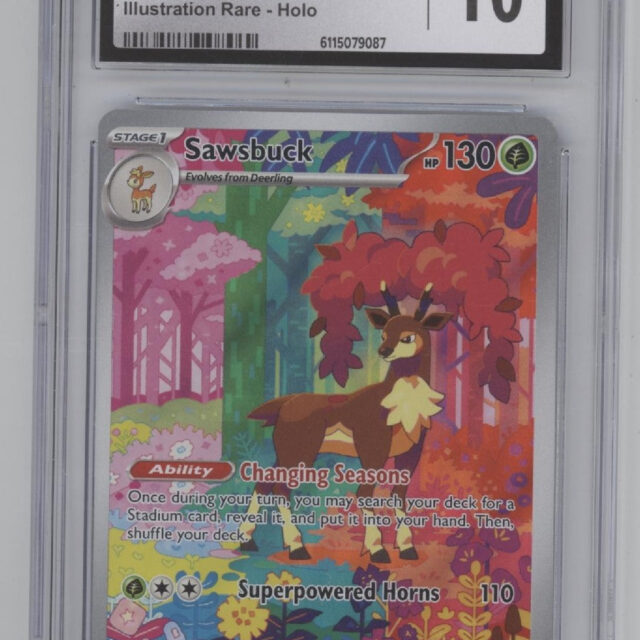 Sawsbuck Pokemon Temporal Forces Illustration Rare Holo #166 CGC 10
