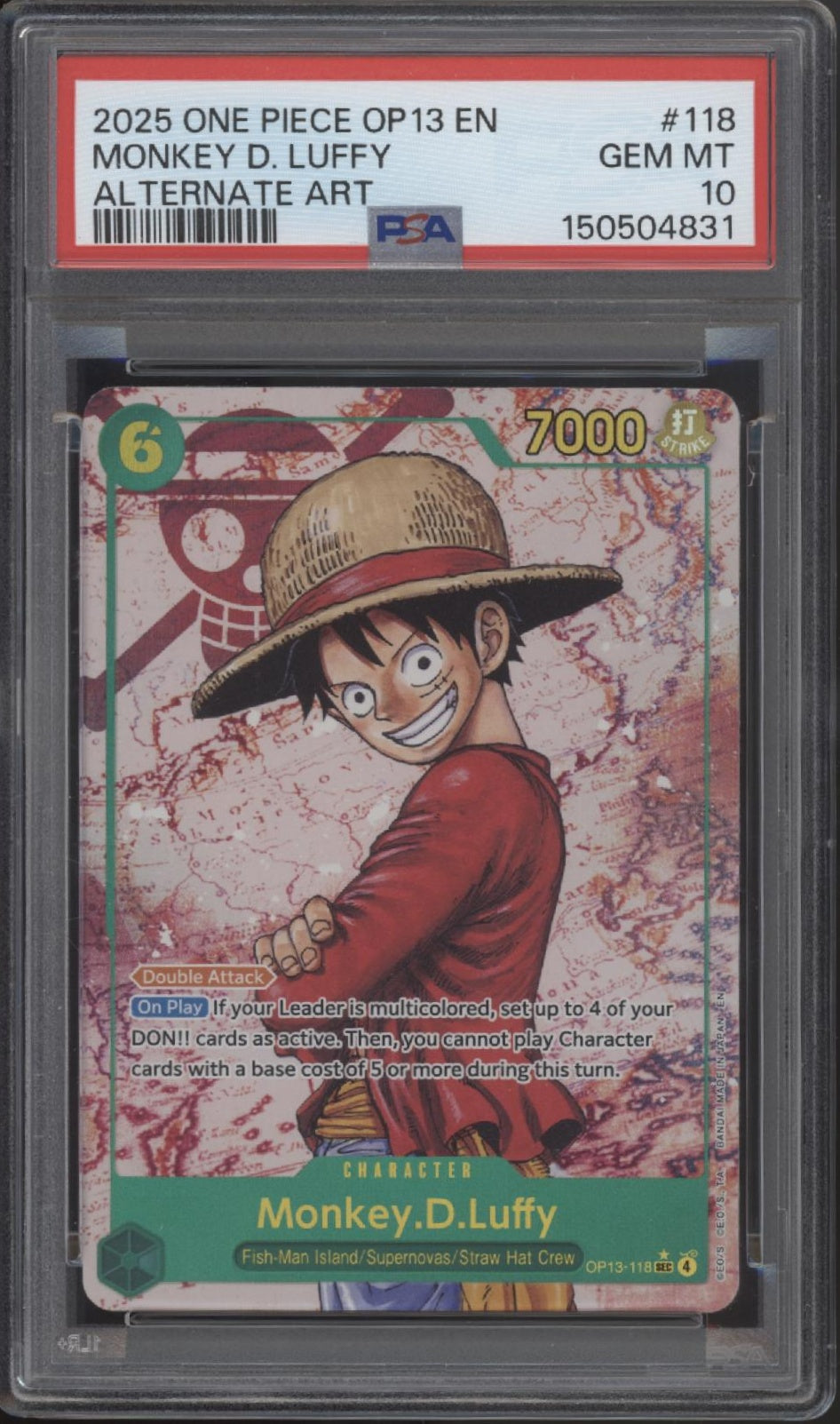 Monkey D Luffy One Piece Card Game OP13 Alternate Art #118 PSA 10 #1